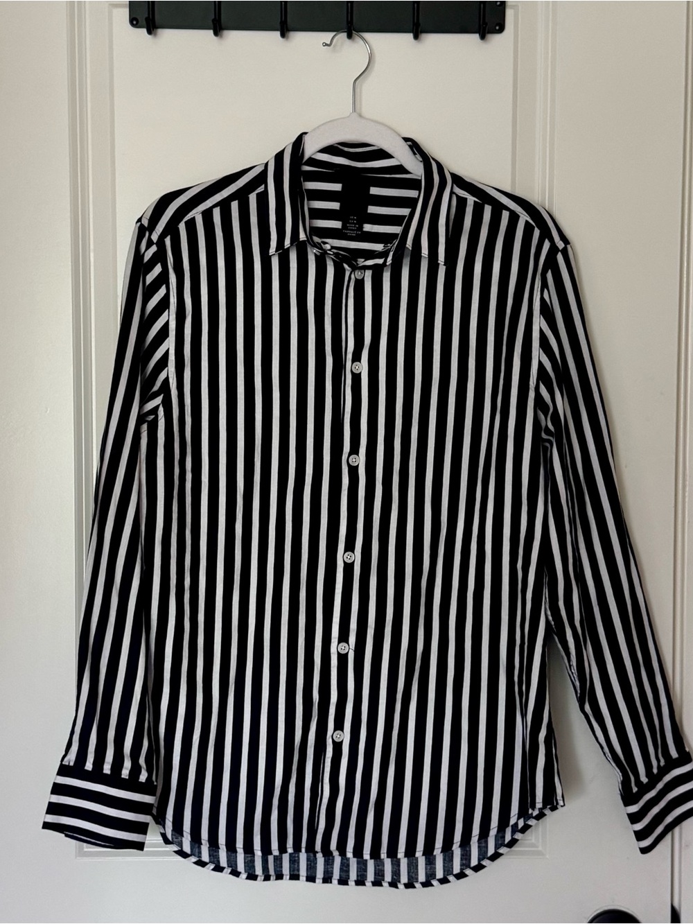 H&M Black and White Vertical Stripe Button Down Shirt